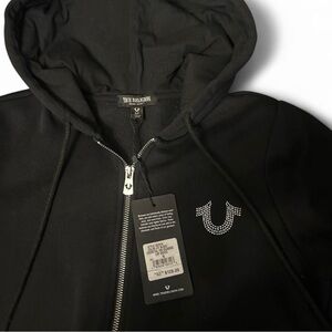 True Religion Black Rhinestone ZipUp Hoodie